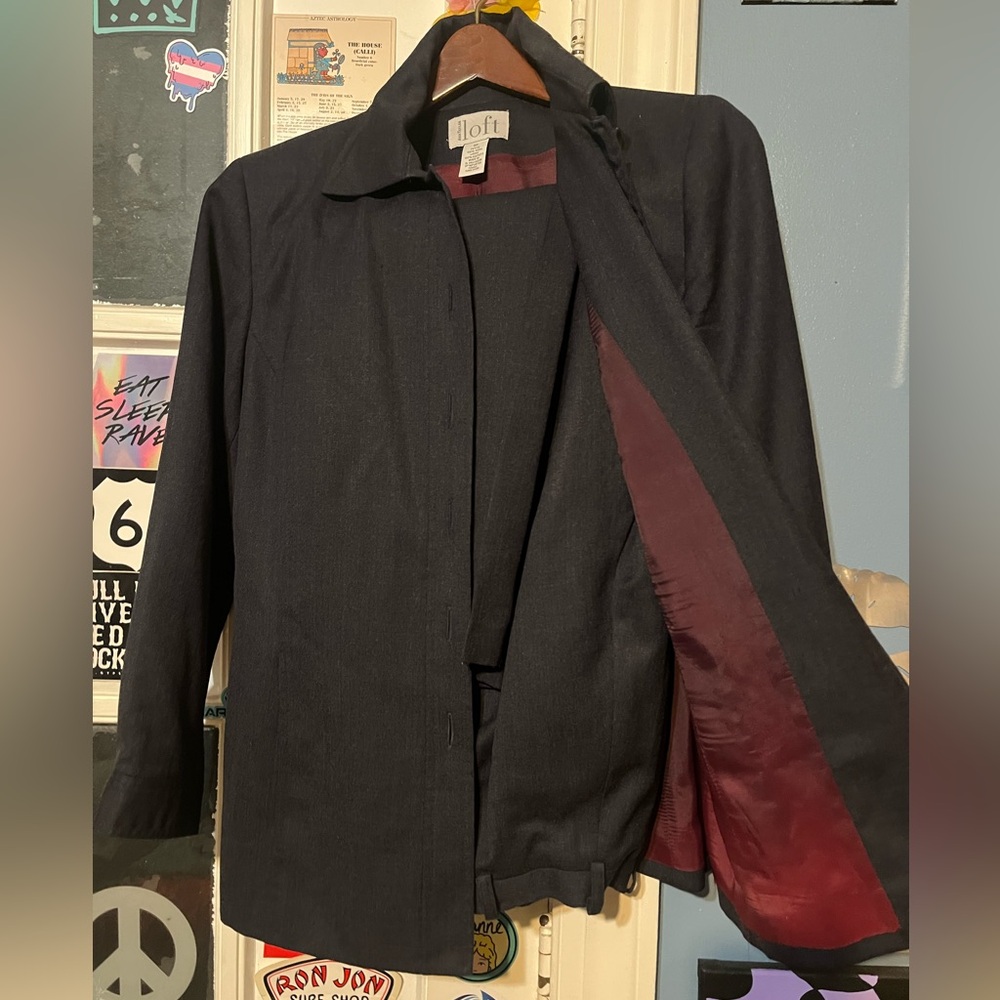 ANN TAYLOR LOFT RED INTERIOR PANTSUIT SET EARLY 2000s VINTAGE